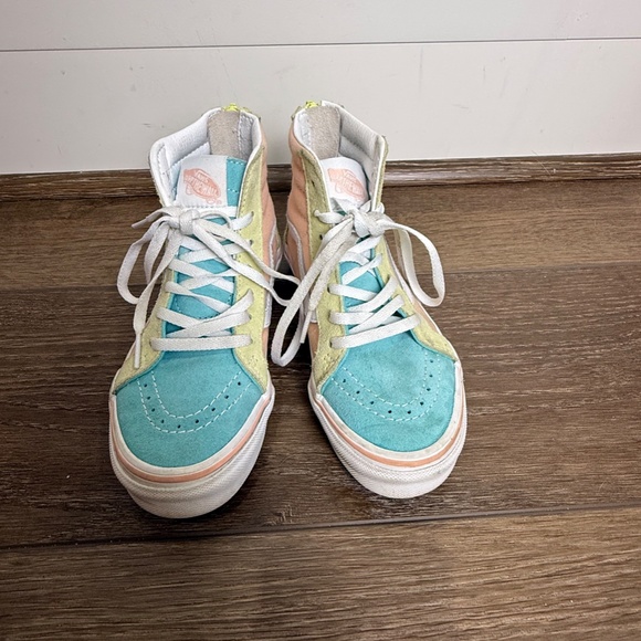 Vans Sk8 Hi-Top Kids Colorblock Sneakers, Suede, Zip Up, Size 2, Summer, Casul - Picture 3 of 9